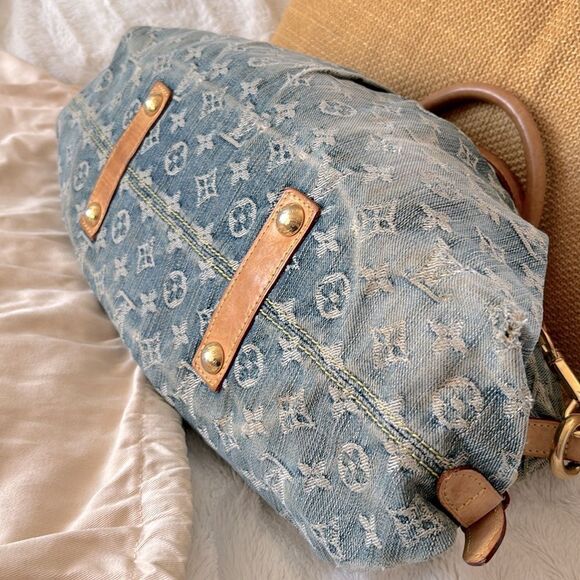 Authentic LOUIS VUITTON blue monogram denim NEO CABBY MM w/strap - Picture 14 of 16